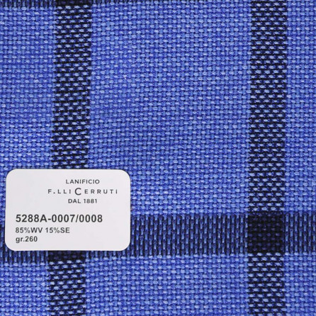 5288a-0007/0008 Cerruti Lanificio - Vải Suit 100% Wool - Xanh Dương Caro